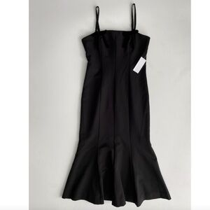 Mestiza Nwt Black Calista Stretch Crepe Sleeveless Fit & Flare Midi Dress 6